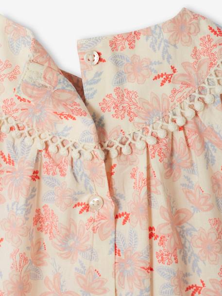 Robe fleurie bébé manches courtes écru - vertbaudet enfant 