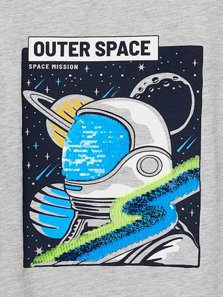 T-shirt met lovertjes en astronautenmotief gemêleerd grijs+marineblauw - vertbaudet enfant 
