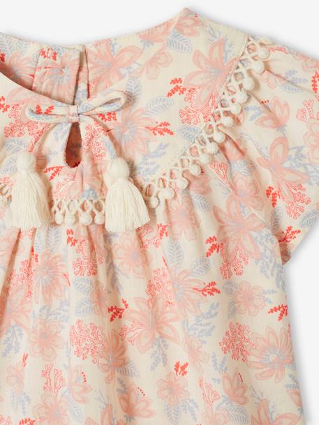 Robe fleurie bébé manches courtes écru - vertbaudet enfant 