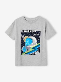 Jongens-T-shirt, poloshirt, souspull-T-shirt met lovertjes en astronautenmotief