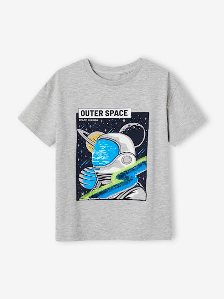 T-shirt met lovertjes en astronautenmotief gemêleerd grijs - vertbaudet enfant 