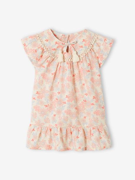 Robe fleurie bébé manches courtes écru - vertbaudet enfant 