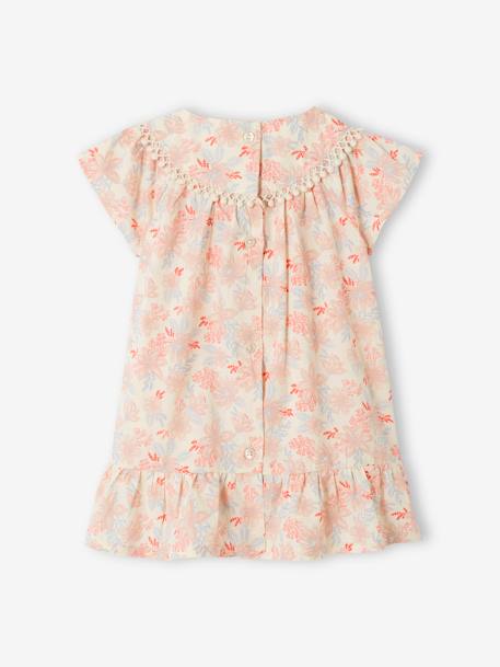 Robe fleurie bébé manches courtes écru - vertbaudet enfant 