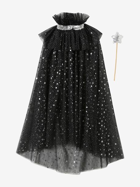 Cape à étoiles et paillettes + baguette blanc+bleu+noir - vertbaudet enfant 
