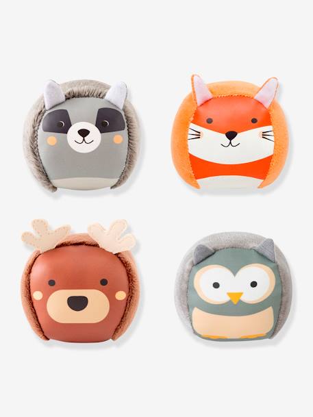 Les Dooballs - Set de 4 Balles doudous - MULTICOLORE+MULTICOLORE+vert - vertbaudet enfant 