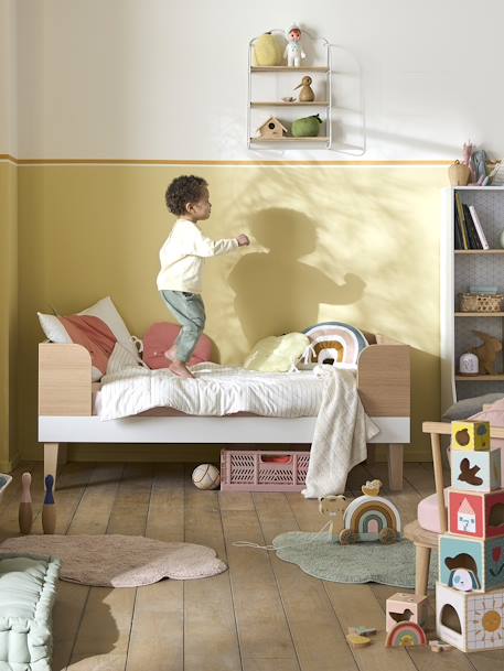 Lit Bébé évolutif 70x140cm MOKA blanc/bois - vertbaudet enfant 