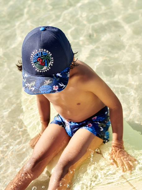 Jongenspet met tropische opdruk marineblauw - vertbaudet enfant 
