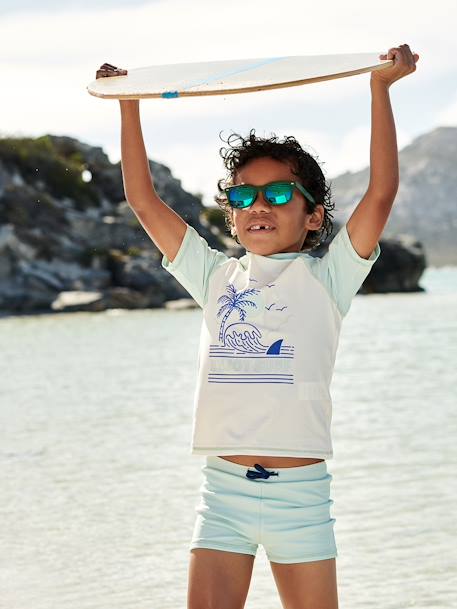 Anti-UV jongensbadset met T-shirt + boxershort blauwgroen - vertbaudet enfant 