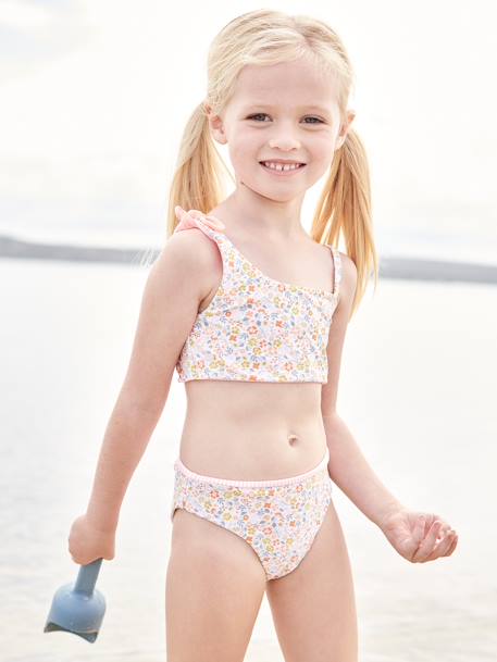 Maillot de bain 2 pièces réversible fille corail - vertbaudet enfant 