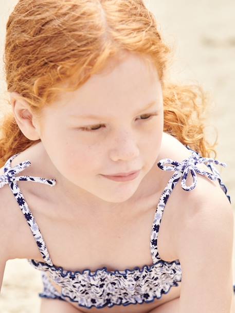 Gebloemde bikini voor meisjes blauw - vertbaudet enfant 
