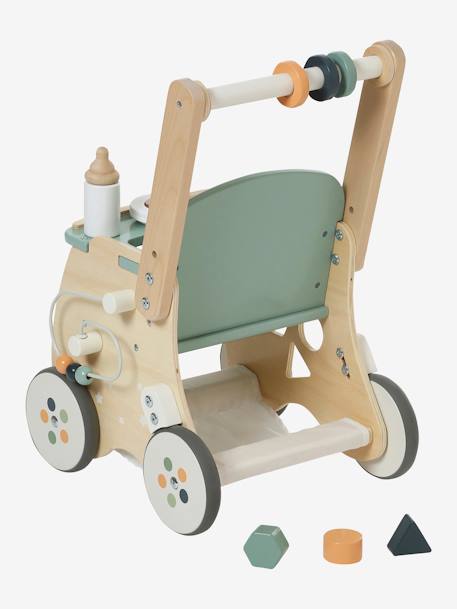 Chariot de marche poussette en bois FSC® rose+vert - vertbaudet enfant 