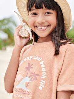 Meisje-T-shirt, souspull-T-shirt-Meisjesshirt in badstof met palmboommotief