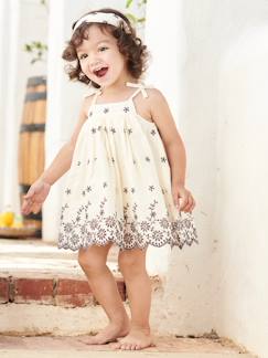 Baby-Rok, jurk-Babyset met geborduurde jurk, bloomer en bijpassende haarband