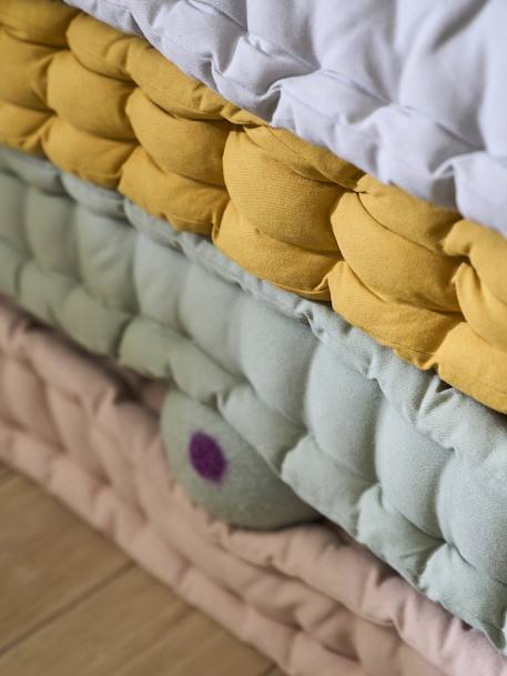 Matras in futon-stijl grijsblauw+kaneel+roze (poederkleur)+rozen+saliegroen - vertbaudet enfant 