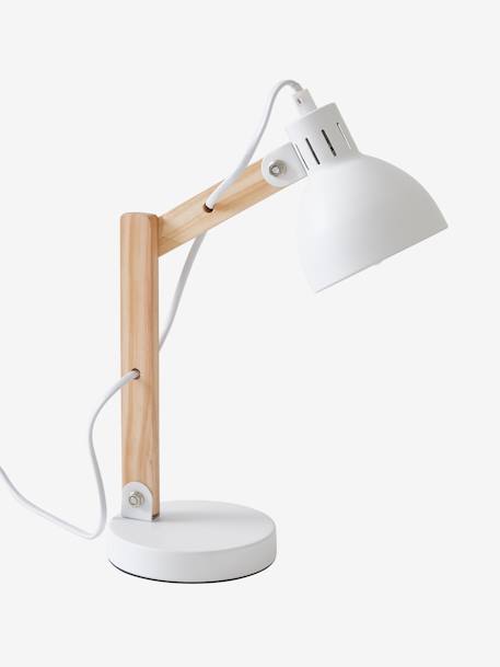 Opvallende bureaulamp van hout en metaal wit - vertbaudet enfant 
