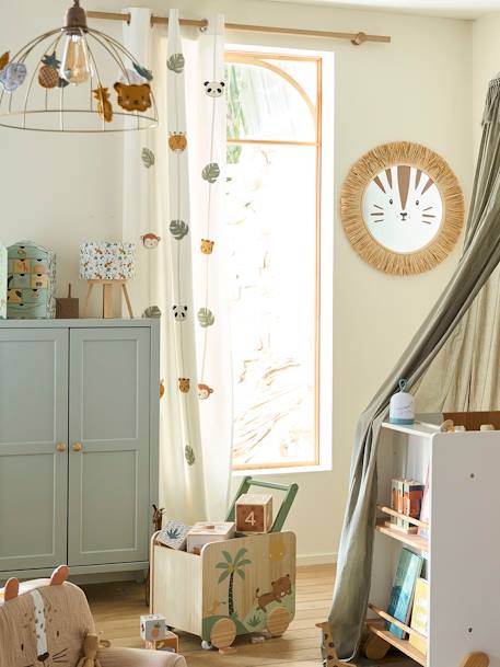 Rideau guirlande à ½illets tamisant animaux Hanoï écru - vertbaudet enfant 