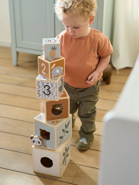 Toren van kubussen met ingebouwde vormen gemaakt van FSC® hout Tanzania - vertbaudet enfant 