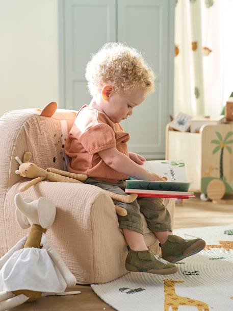 Fauteuil mousse en gaze de coton Tigre beige poudré - vertbaudet enfant 