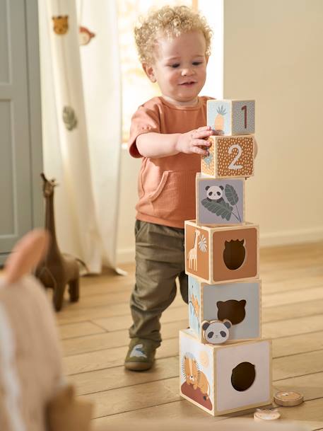 Toren van kubussen met ingebouwde vormen gemaakt van FSC® hout Tanzania - vertbaudet enfant 