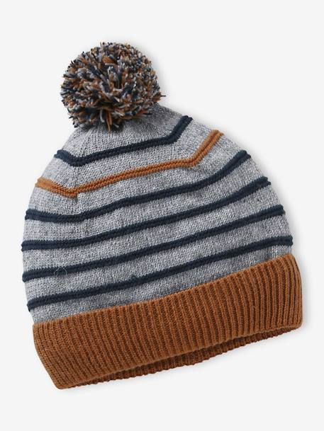 Ensemble marin bébé garçon bonnet + snood + moufles gris chiné - vertbaudet enfant 