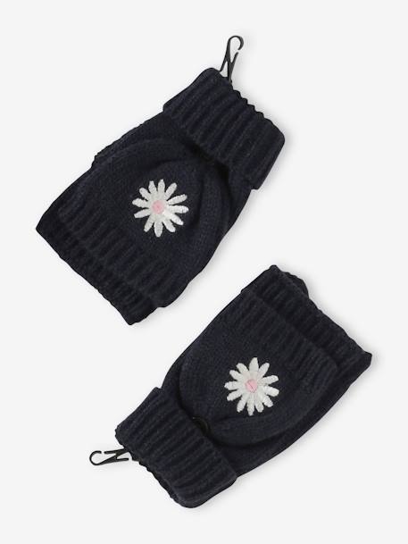 Meisjesmuts + snood + wanten/handschoenen madeliefjes voor meisjes marineblauw - vertbaudet enfant 