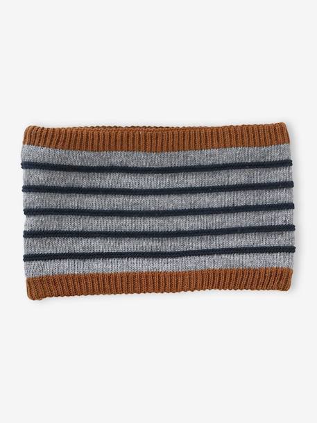 Ensemble marin bébé garçon bonnet + snood + moufles gris chiné - vertbaudet enfant 