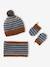 Ensemble marin bébé garçon bonnet + snood + moufles gris chiné - vertbaudet enfant 