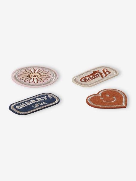 Lot de 4 badges thermocollants fille rose poudré - vertbaudet enfant 