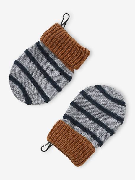 Ensemble marin bébé garçon bonnet + snood + moufles gris chiné - vertbaudet enfant 