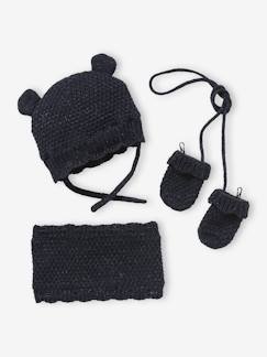 Baby-Accessoires-Muts, sjaal, handschoenen-Set voor babymeisjes met muts + snood + wanten