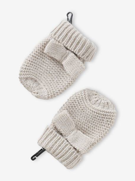 Ensemble bébé fille bonnet + snood + moufles noeuds écru - vertbaudet enfant 