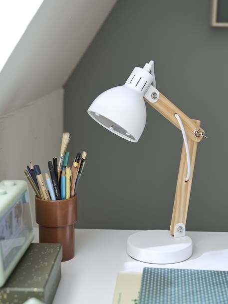 Lampe de bureau bois et métal blanc - vertbaudet enfant 