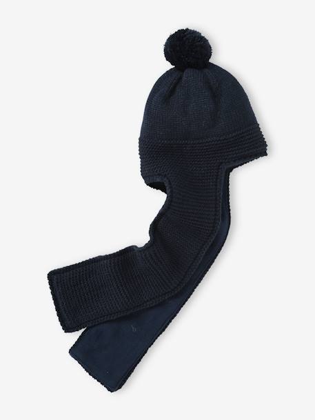 Bonnet/écharpe 2 en 1 point mousse bébé bleu grisé - vertbaudet enfant 