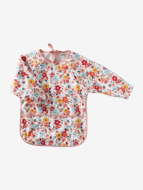 Bavoir tablier manches longues imprimé végétal+multicolore+renard+rose poudré - vertbaudet enfant 