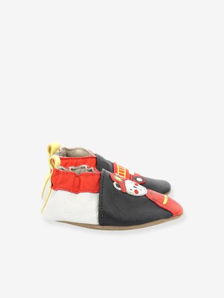 Chaussons cuir souple bébé Fireman 686641-10 © marine - vertbaudet enfant 