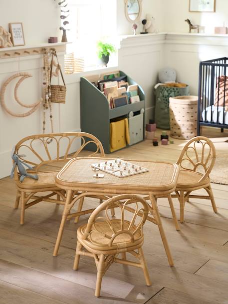 Lot 2 chaises et table en rotin bois - vertbaudet enfant 