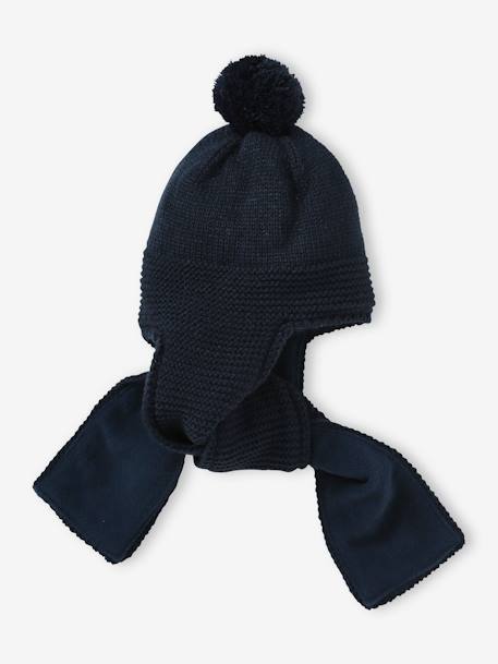 Bonnet/écharpe 2 en 1 point mousse bébé bleu grisé - vertbaudet enfant 