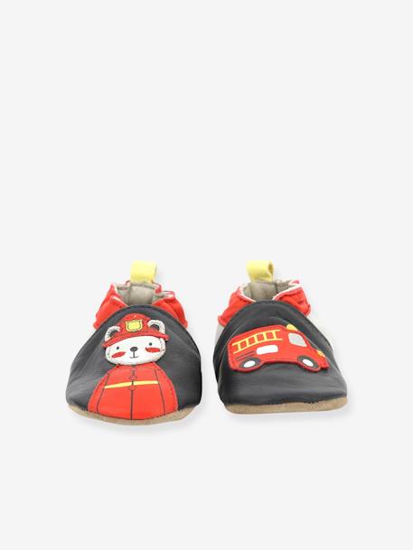 Chaussons cuir souple bébé Fireman 686641-10 © marine - vertbaudet enfant 
