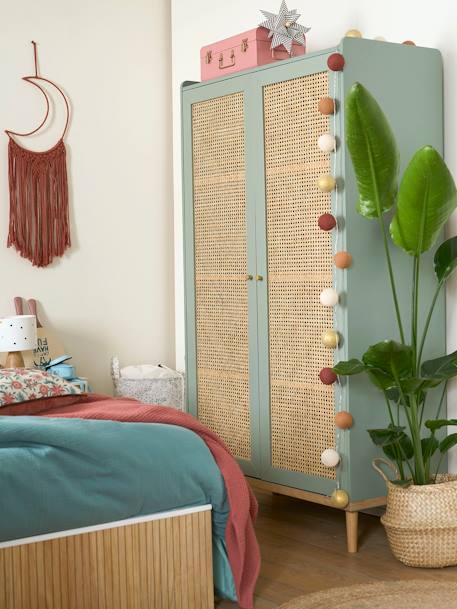 Armoire cannage POÉSIE rose+vert - vertbaudet enfant 
