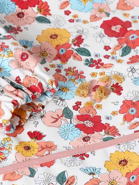 Bavoir tablier manches longues imprimé végétal+multicolore+renard+rose poudré - vertbaudet enfant 
