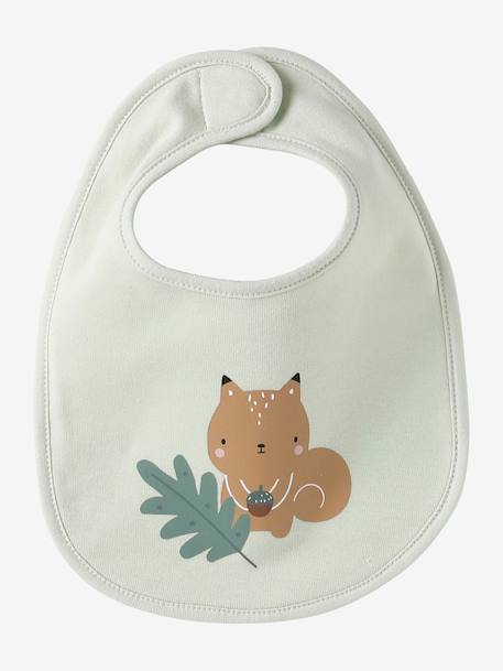 Lot 7 bavoirs naissance en coton bio* beige imprimé+blanc jungle+carreaux vert+Hérisson+multicolore+rose pâle+vert d'eau - vertbaudet enfant 