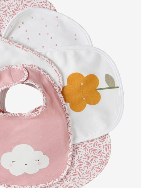 Lot 7 bavoirs naissance en coton bio* beige imprimé+blanc jungle+carreaux vert+Hérisson+multicolore+rose pâle+vert d'eau - vertbaudet enfant 
