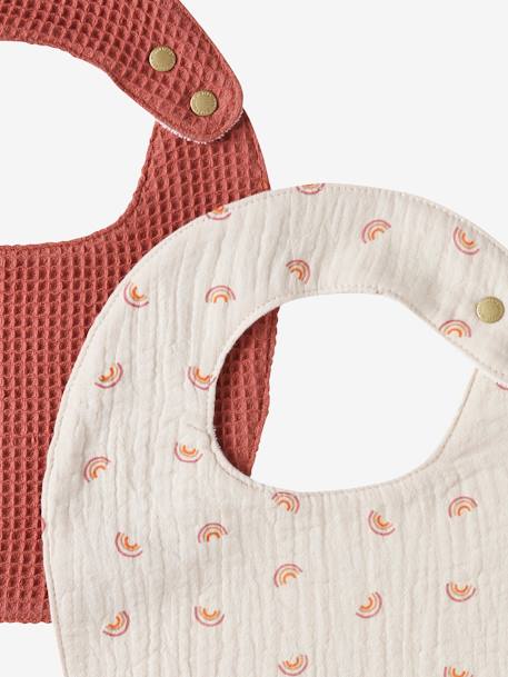 Lot 2 bavoirs naissance bleu imprimé+terracotta - vertbaudet enfant 