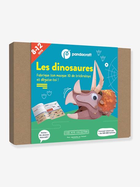 Kit ludo-éducatif 2 en 1- Les Dinosaures - Fabrique ton masque 3D tricératops ! - PANDACRAFT bleu - vertbaudet enfant 