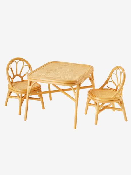 Lot de 2 chaises + table en rotin bois - vertbaudet enfant 