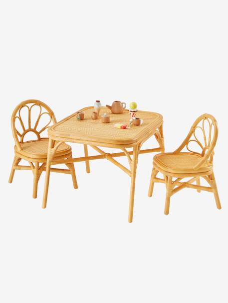Lot 2 chaises et table en rotin bois - vertbaudet enfant 