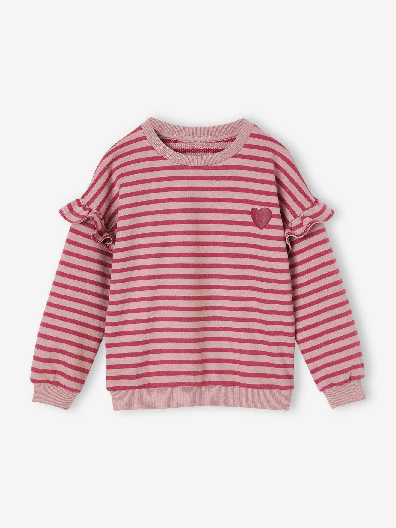 Sweat à Motif Fille Vertbaudet - Vanille - Taille 5 Ans - Coton Recyclé