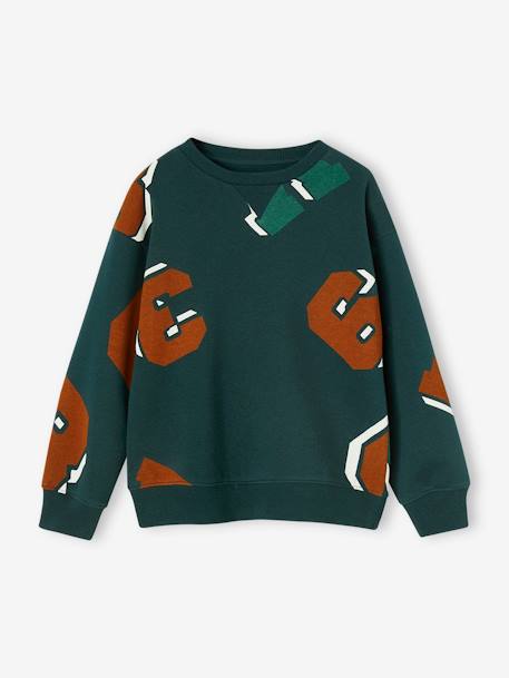 Sweatshirt voor jongens met ronde hals en maxi motiefjes dennen - vertbaudet enfant 