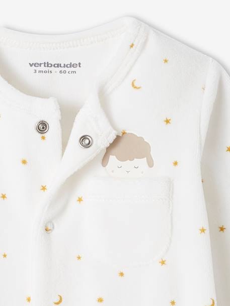 Pyjama bébé mixte mouton en velours ouverture naissance écru - vertbaudet enfant 