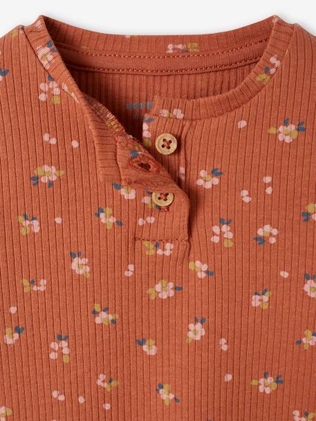 T-shirt en maille côtelée bébé manches longues rouille - vertbaudet enfant 